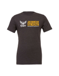 Anchored in Strength Navy design detail printed on premium Bella + Canvas 3001CVC t shirt.