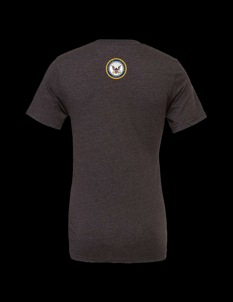 Anchored in Strength Navy design detail printed on premium Bella + Canvas 3001CVC t shirt.