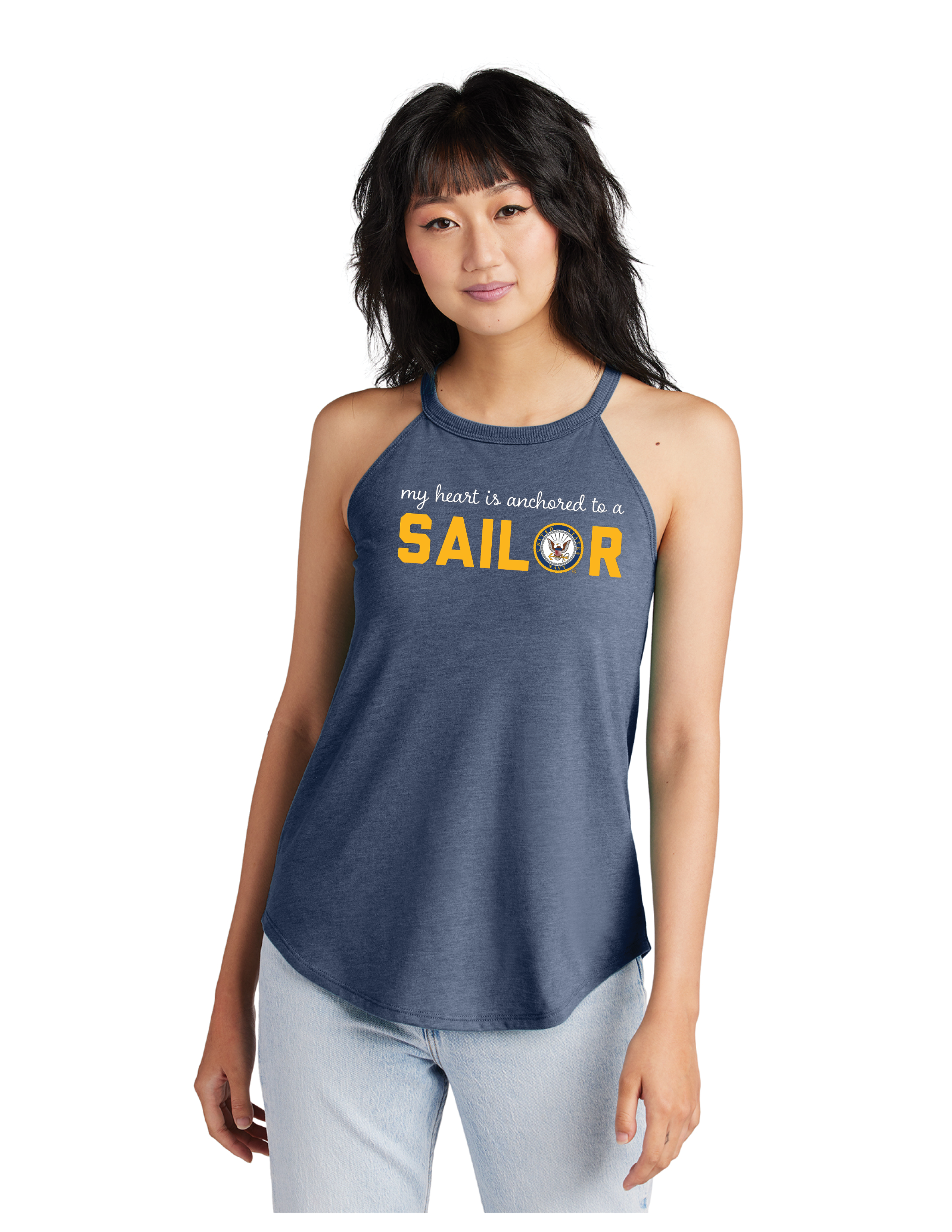 Navy Heart is Anchored Tank (Navy Frost)