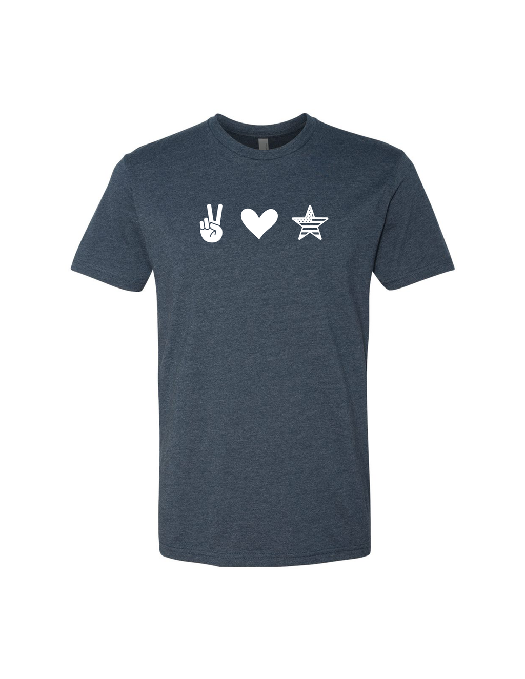 Peace Love USA Tee, Oak and Liberty Patriotic Graphic T-Shirt (Navy)