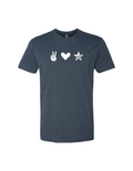 Peace Love USA Tee, Oak and Liberty Patriotic Graphic T-Shirt (Navy)