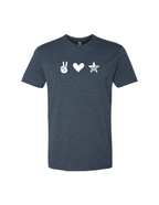 Peace Love USA Tee, Oak and Liberty Patriotic Graphic T-Shirt (Navy)