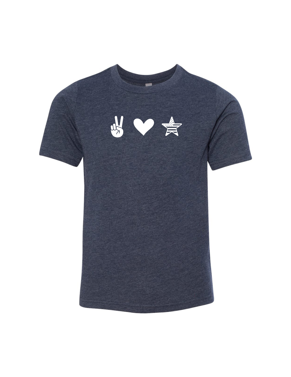 Peace Love USA Youth Tee, Oak and Liberty Patriotic Graphic T-Shirt (Navy)