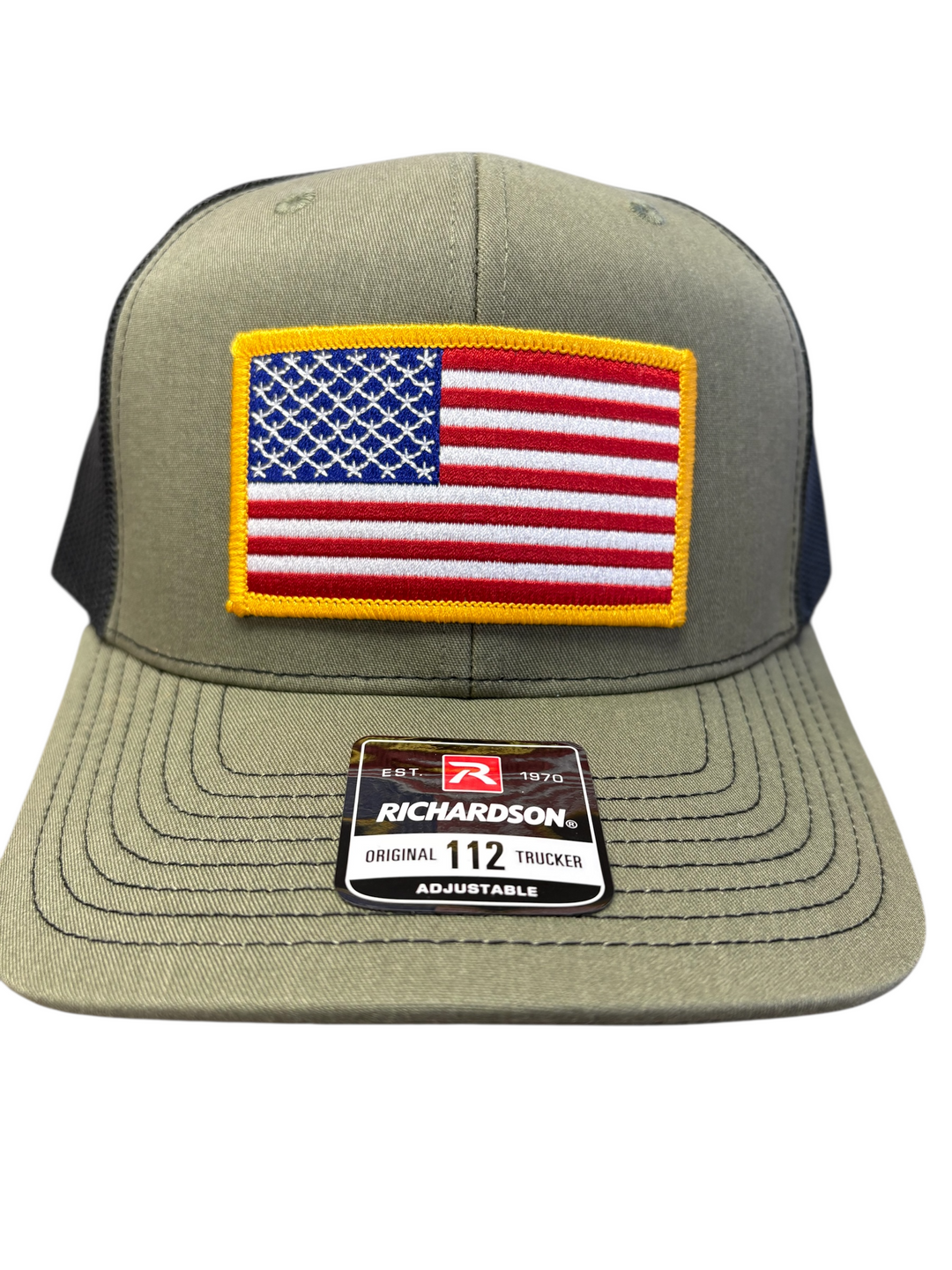 American Flag Patch Trucker Hat (LODEN/BLACK)