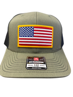 American Flag Patch Trucker Hat (LODEN/BLACK)
