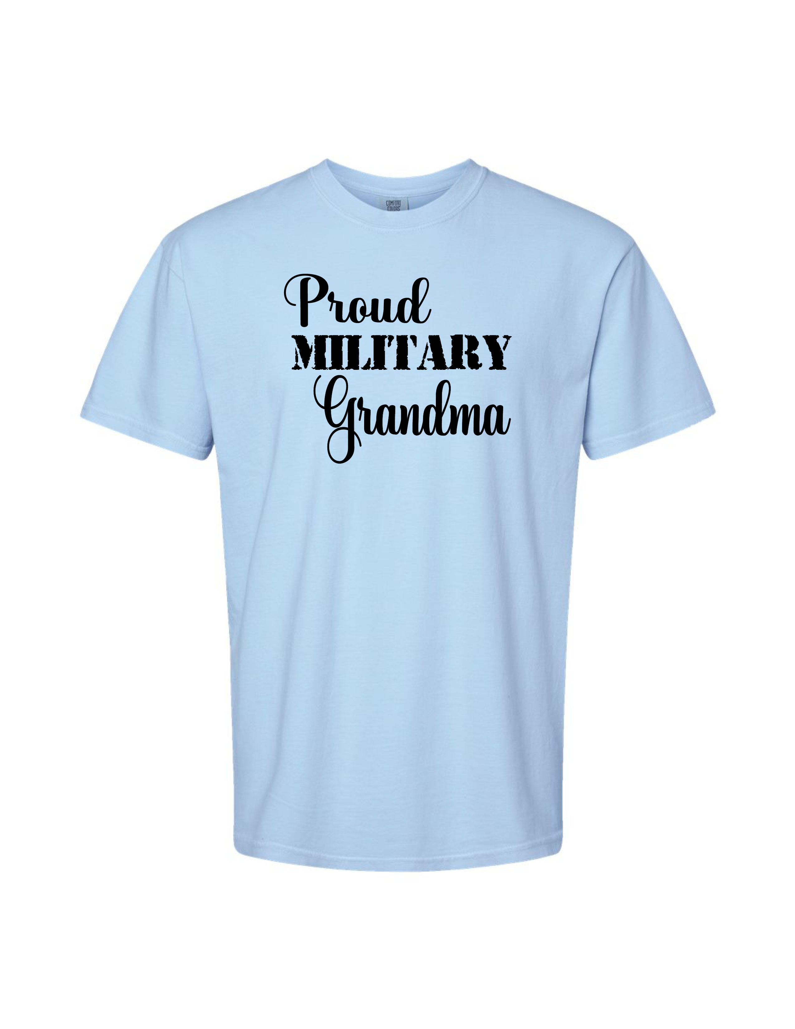 Proud Military Grandma Patriotic T-Shirt (Hydrangea)