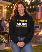 U.S. Army Proud Mom Ladies Premium Crop Hoodie (Black)