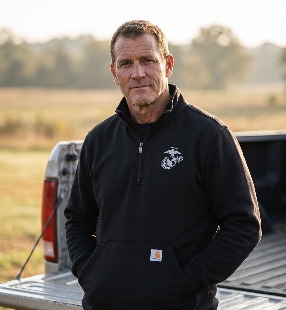 U.S. Marine Corps Carhartt Midweight 1/4-Zip Mock Neck Sweatshirt Pullover (Black)