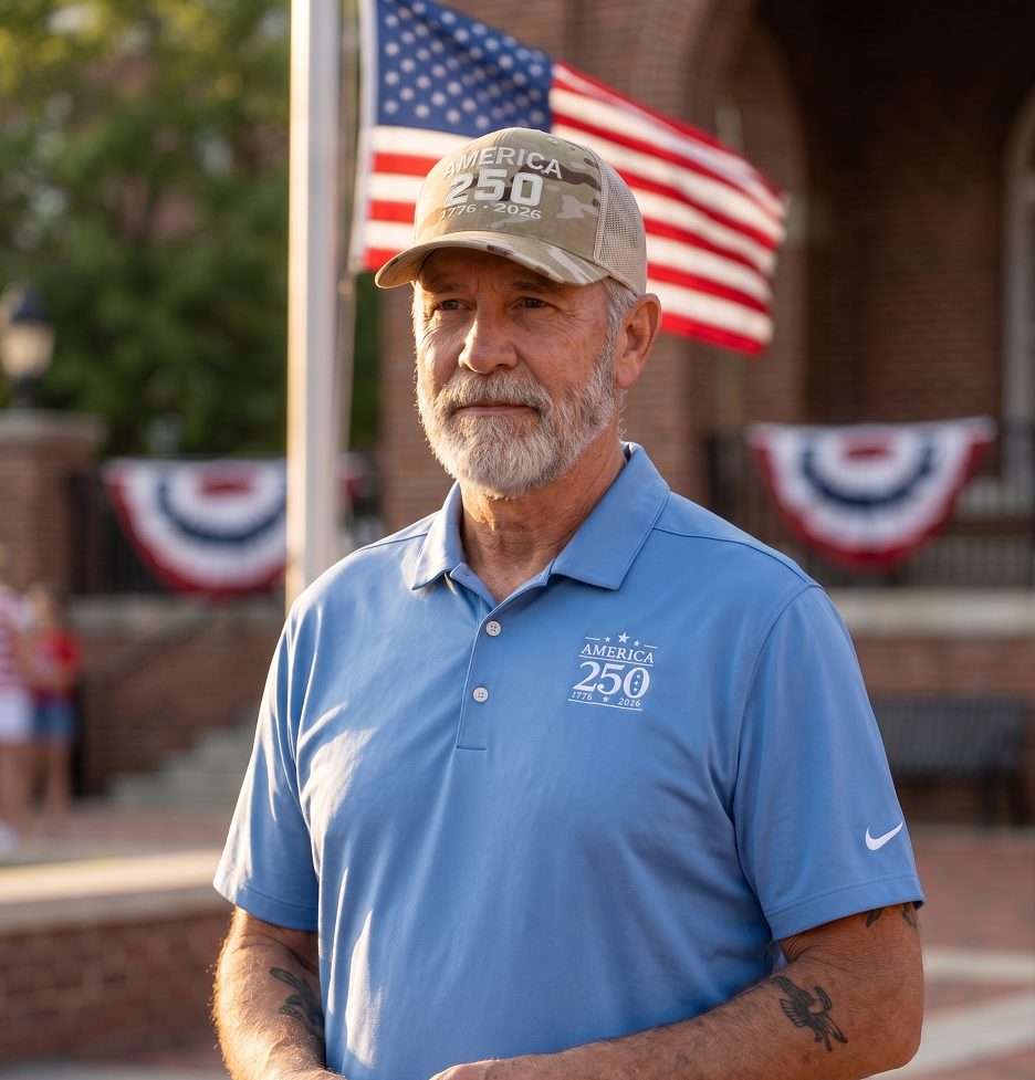 America 250 Embroidered Nike Dri-FIT Polo (Valor Blue) + America 250 Anniversary Hat | Richardson 112PT Multicam Arid / Tan Trucker