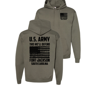 Fort Jackson This We'll Defend Hoodie (Military Green)