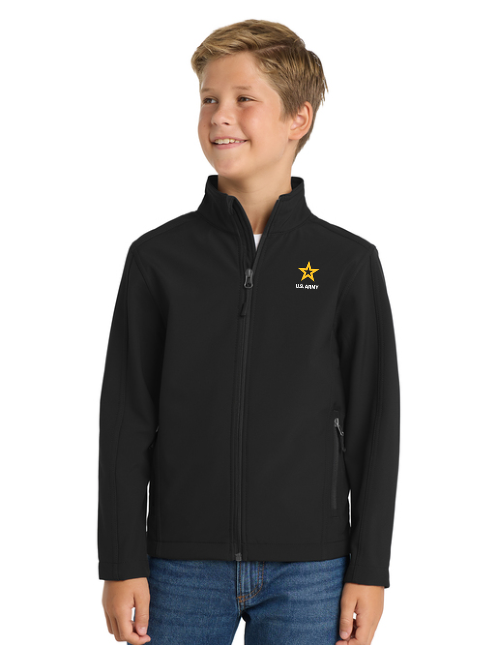 U.S. Army Youth Soft Shell Zip Jacket (Black)