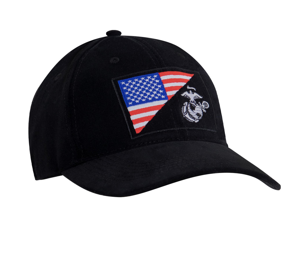 US Marine Corps Eagle, Globe & Anchor Adjustable Cap - Black